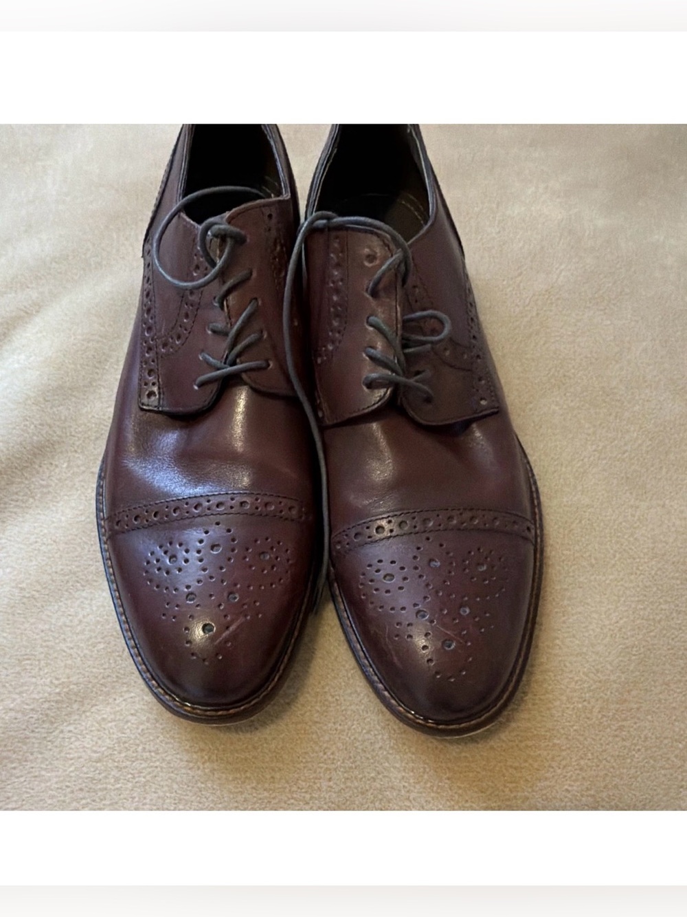 Joseph Abboud Men's Burgundy Leather Brogue oxford Dress Shoes 9.5 good cond